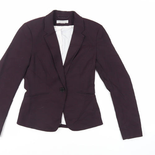 H&M Womens Purple Jacket Blazer Size 6 Button