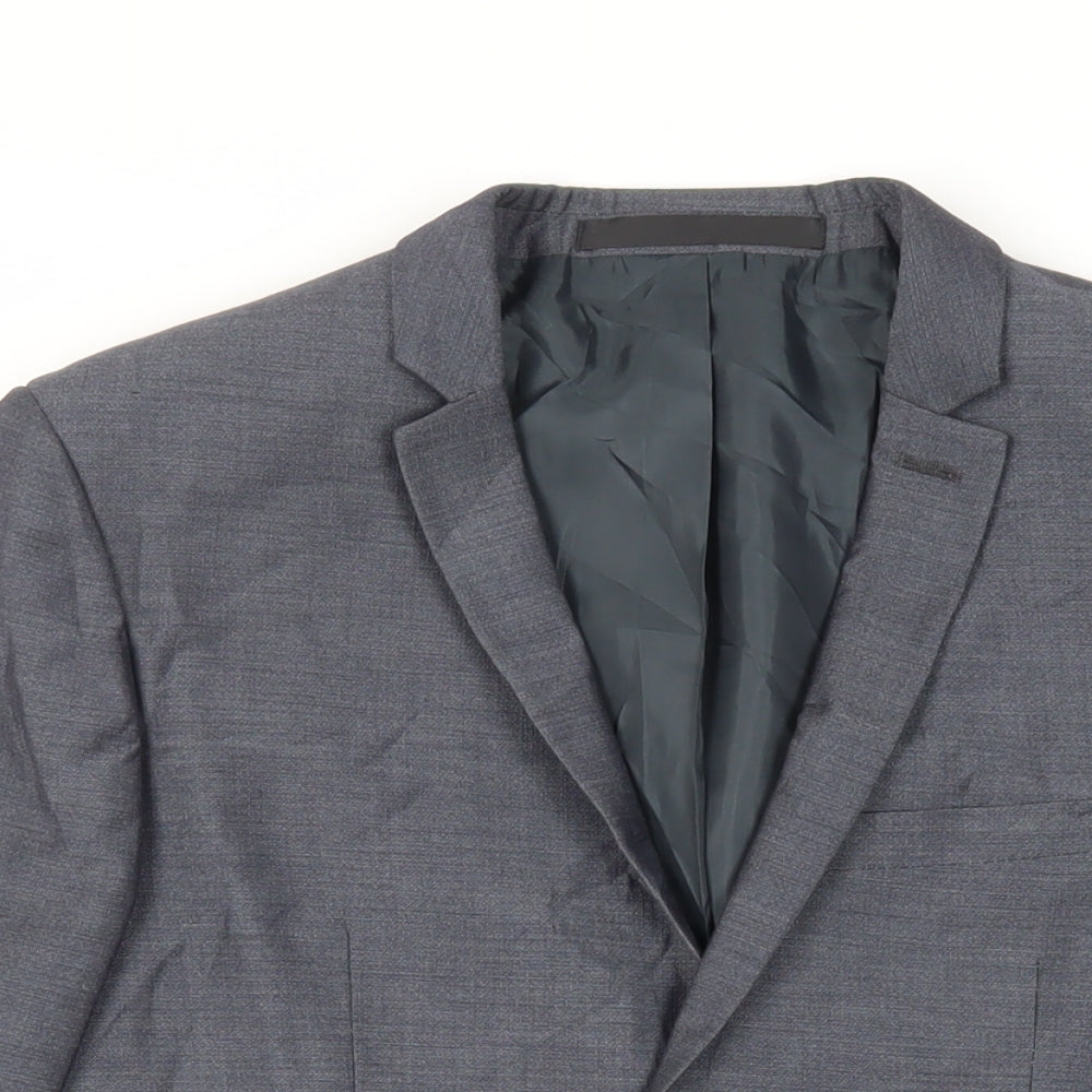 Topman Mens Grey Polyester Jacket Suit Jacket Size 38 Regular