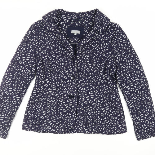 Per Una Womens Blue Geometric Jacket Blazer Size 16 Button - Textured
