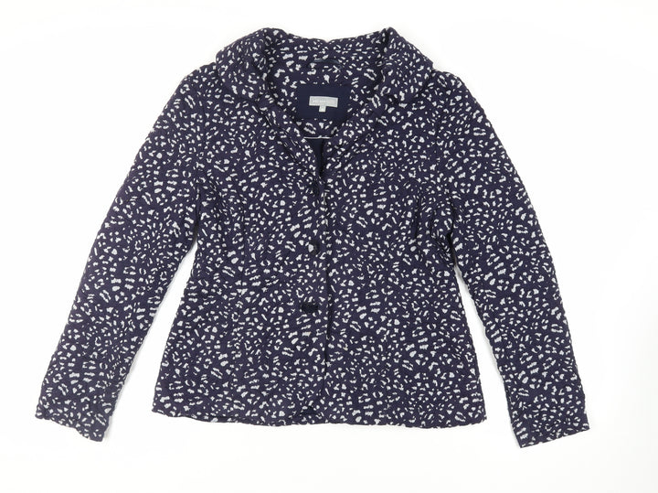 Per Una Womens Blue Geometric Jacket Blazer Size 16 Button - Textured