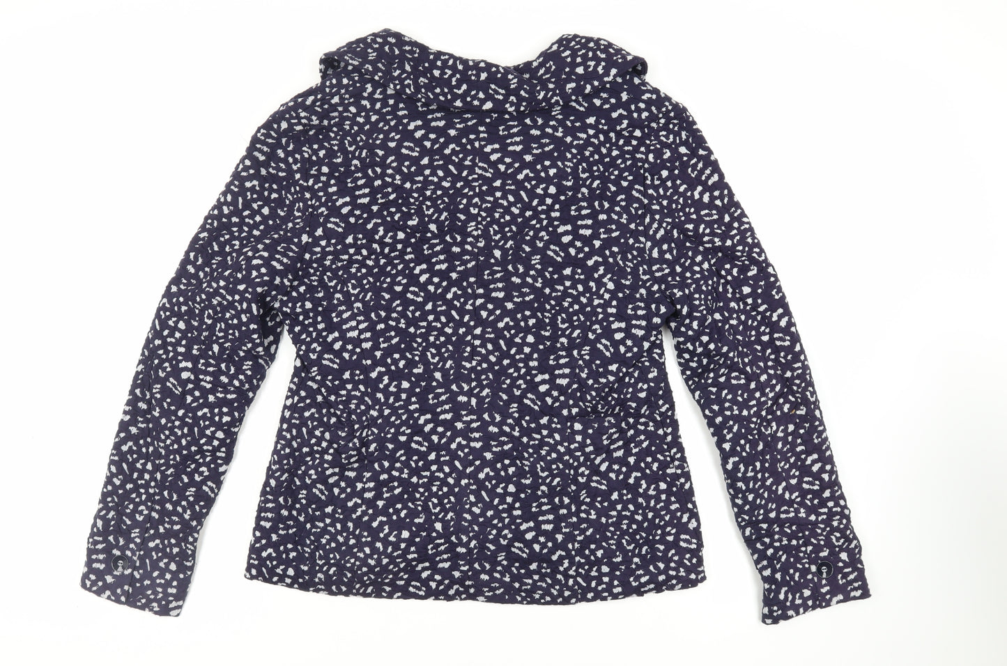 Per Una Womens Blue Geometric Jacket Blazer Size 16 Button - Textured