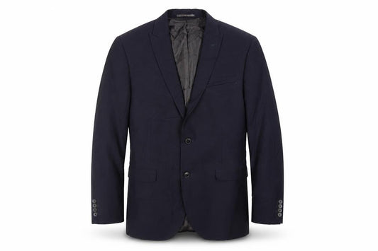 Front view of Next men’s blue polyester jacket suit jacket, size 40, regular