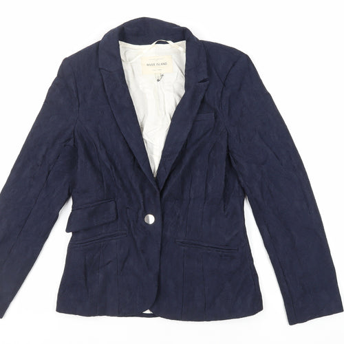 River Island Womens Blue Jacket Blazer Size 12 Button - Textured
