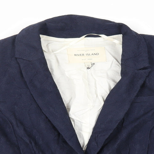 River Island Womens Blue Jacket Blazer Size 12 Button - Textured