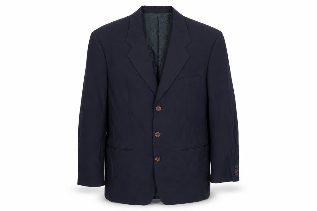 Front view of St Michael men’s blue wool jacket suit jacket, size 38, regular - vintage