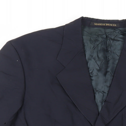 St Michael Mens Blue Wool Jacket Suit Jacket Size 38 Regular - Vintage