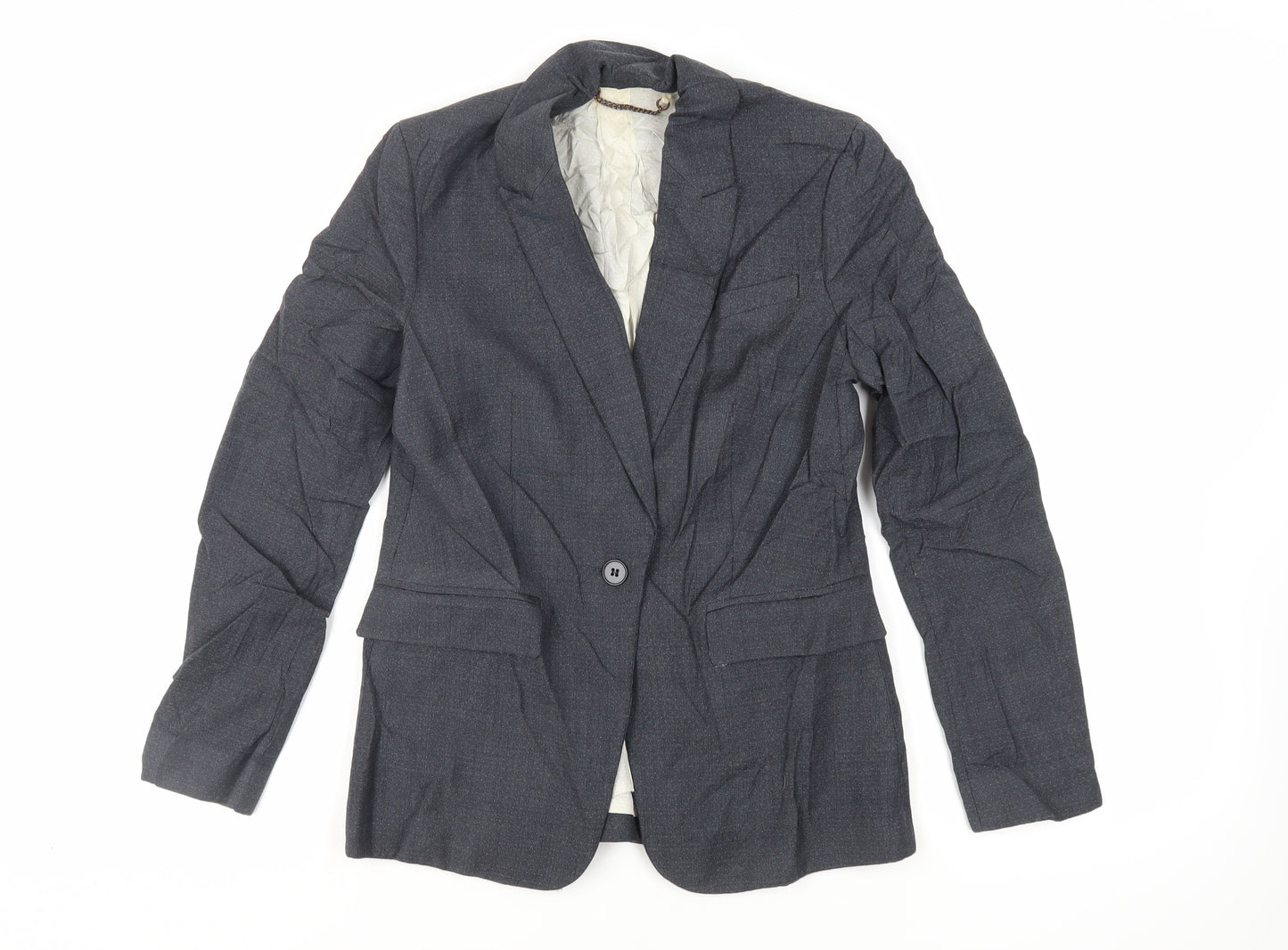 Jigsaw Womens Grey Polka Dot Jacket Blazer Size 10 Button