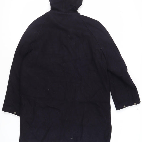 Richman Brothers Mens Black Overcoat Coat Size M Zip - Vintage Hooded