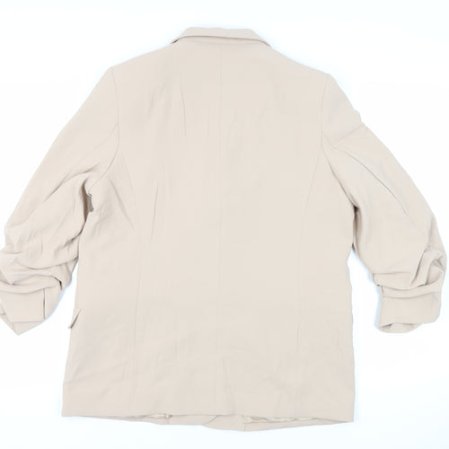 Marks and Spencer Womens Beige Jacket Blazer Size 16 - Open Ruched Sleeve