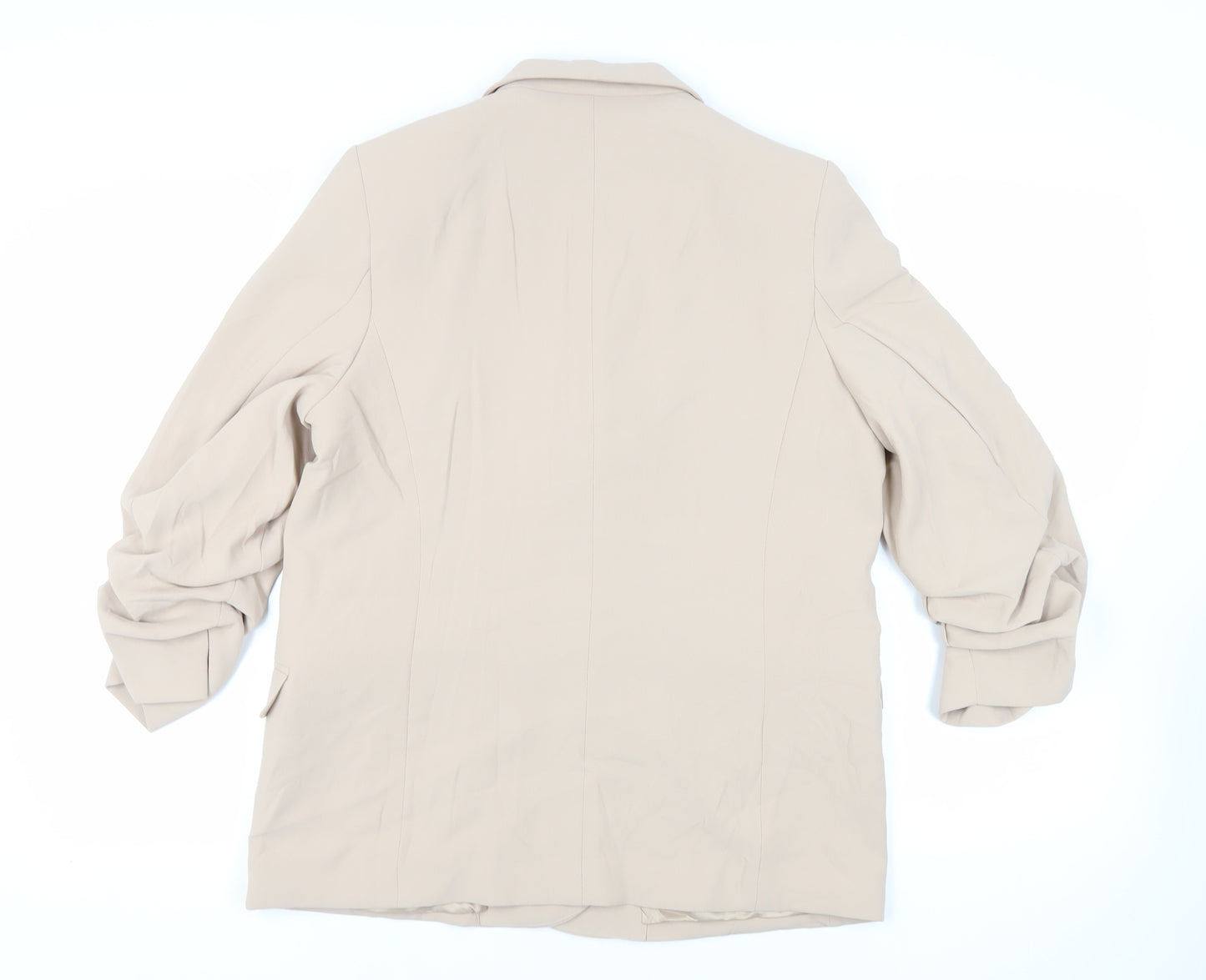 Marks and Spencer Womens Beige Jacket Blazer Size 16 - Open Ruched Sleeve