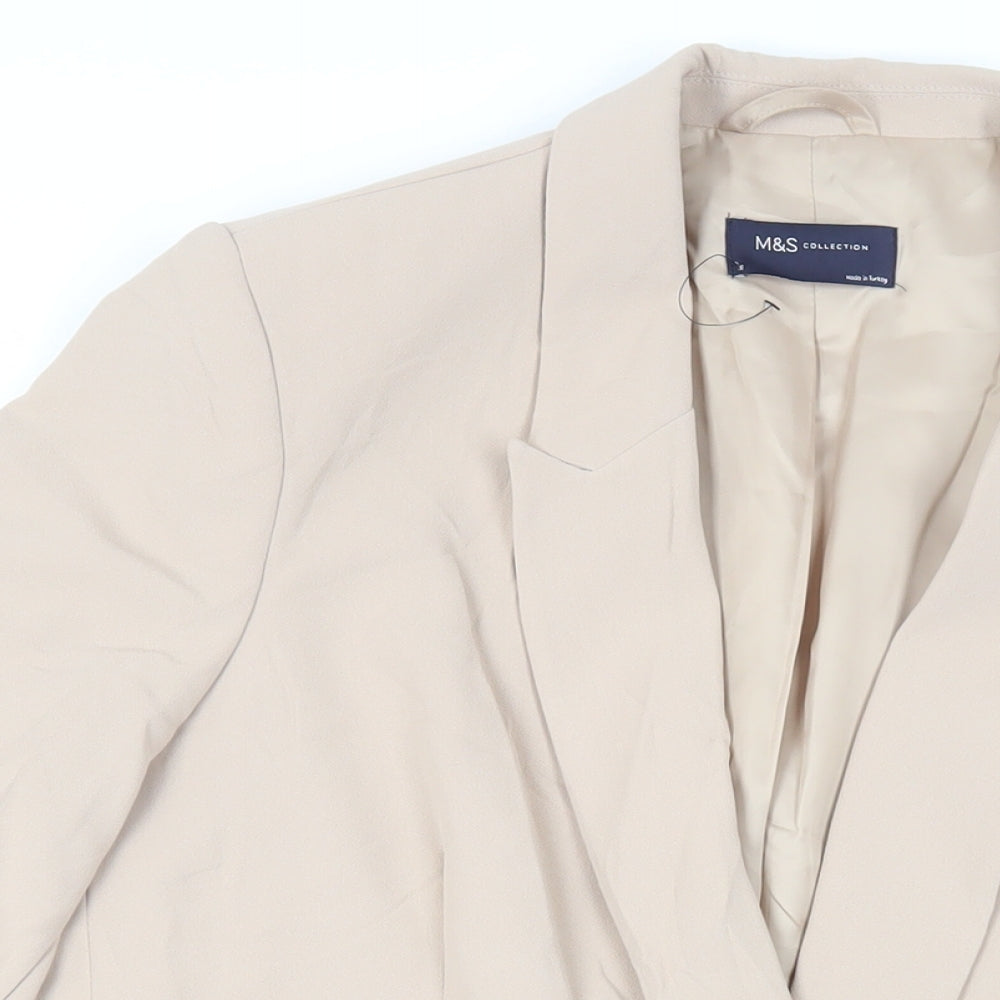 Marks and Spencer Womens Beige Jacket Blazer Size 16 - Open Ruched Sleeve