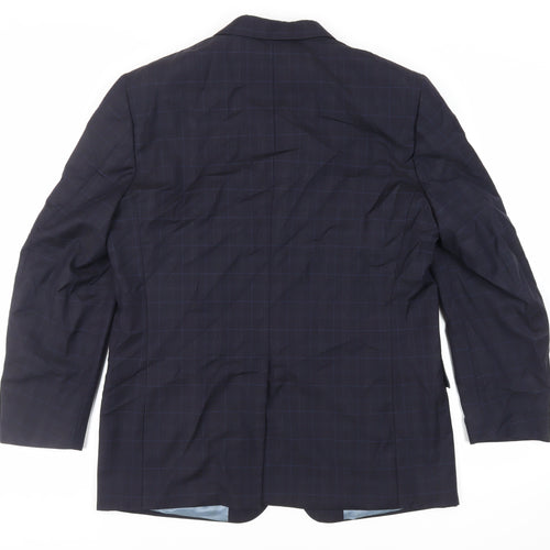 Jaeger Mens Blue Striped Wool Jacket Suit Jacket Size 42 Regular