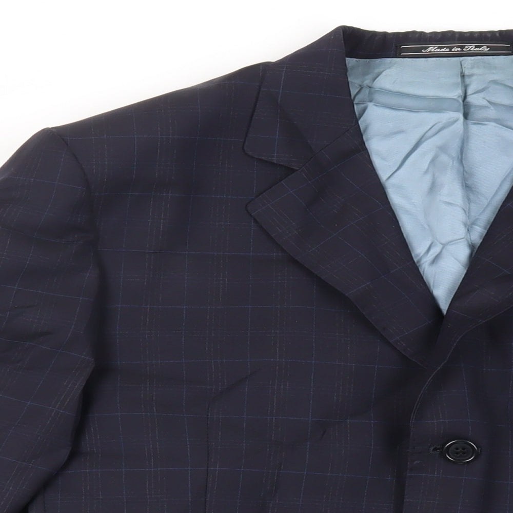 Jaeger Mens Blue Striped Wool Jacket Suit Jacket Size 42 Regular