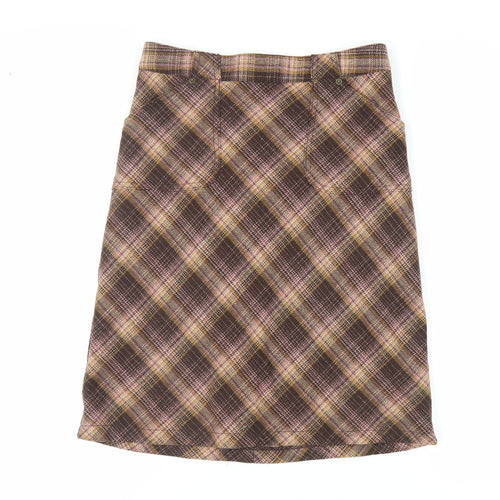 Divided by H&M Womens Brown Plaid Wool A-Line Skirt Size 12 Zip - Lined