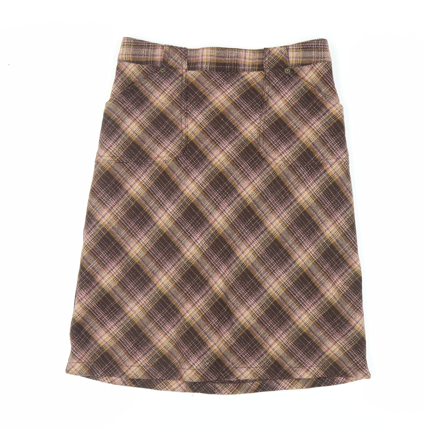 Divided by H&M Womens Brown Plaid Wool A-Line Skirt Size 12 Zip - Lined