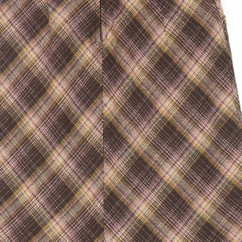 Divided by H&M Womens Brown Plaid Wool A-Line Skirt Size 12 Zip - Lined