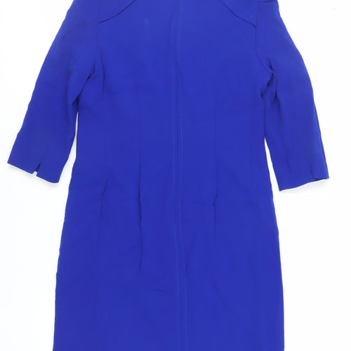 Hobbs Womens Blue Viscose Pencil Dress Size 16 Boat Neck Zip - Lined