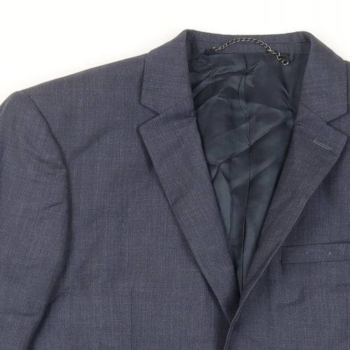 Topman Mens Blue Wool Jacket Suit Jacket Size 40 Regular