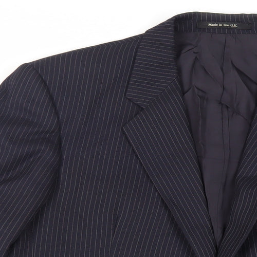 St Michael Mens Blue Striped Wool Jacket Suit Jacket Size 40 Regular