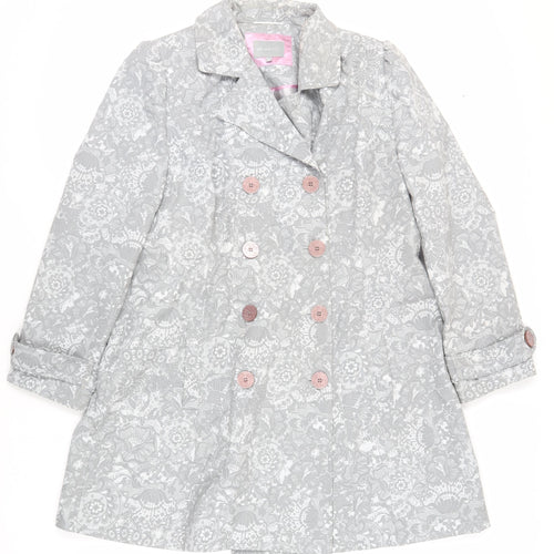 Per Una Womens Grey Paisley Overcoat Coat Size 18 Button
