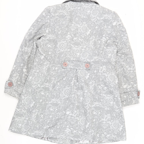 Per Una Womens Grey Paisley Overcoat Coat Size 18 Button