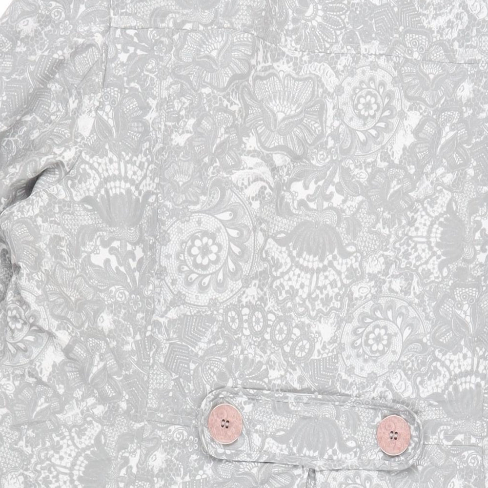 Per Una Womens Grey Paisley Overcoat Coat Size 18 Button