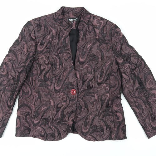 nassC Womens Purple Geometric Jacket Blazer Size 18 Button