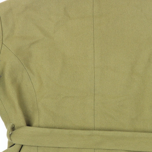 Topshop Womens Green Pea Coat Coat Size 12 Button - Belted