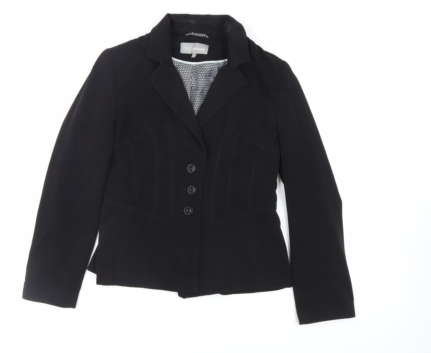Marks and Spencer Womens Black Jacket Blazer Size 10 Button