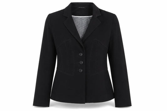 Front view of Marks & Spencer women’s black jacket blazer, size UK 10, button