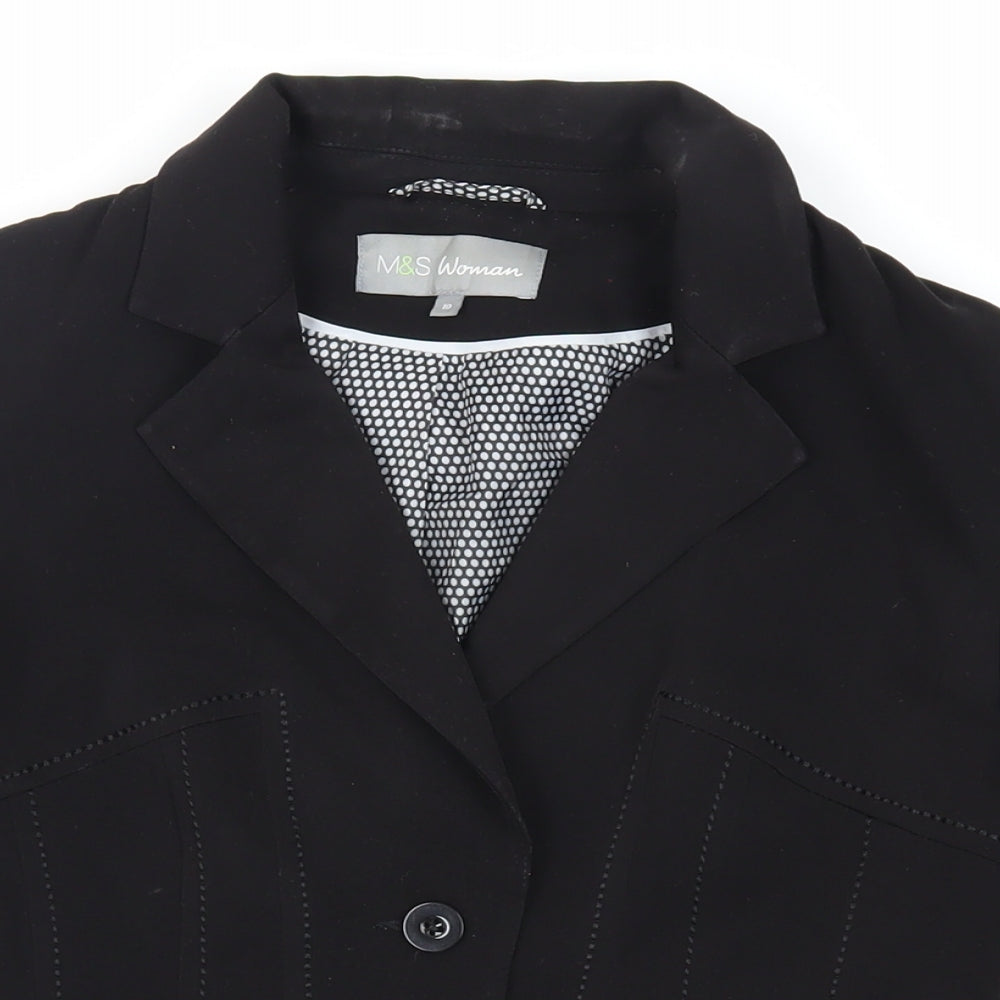 Marks and Spencer Womens Black Jacket Blazer Size 10 Button