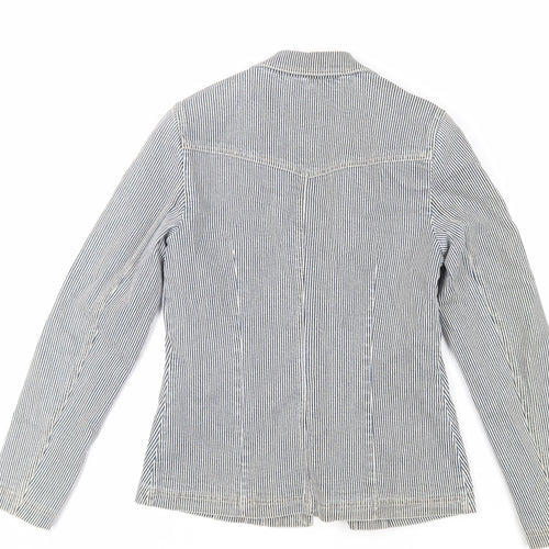 Marks and Spencer Womens Blue Striped Jacket Blazer Size 8 Button