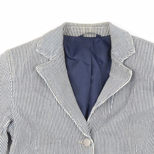Marks and Spencer Womens Blue Striped Jacket Blazer Size 8 Button