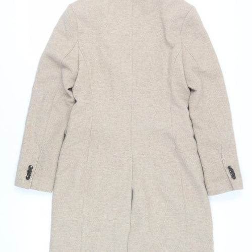 H&M Womens Beige Overcoat Coat Size 6 Button
