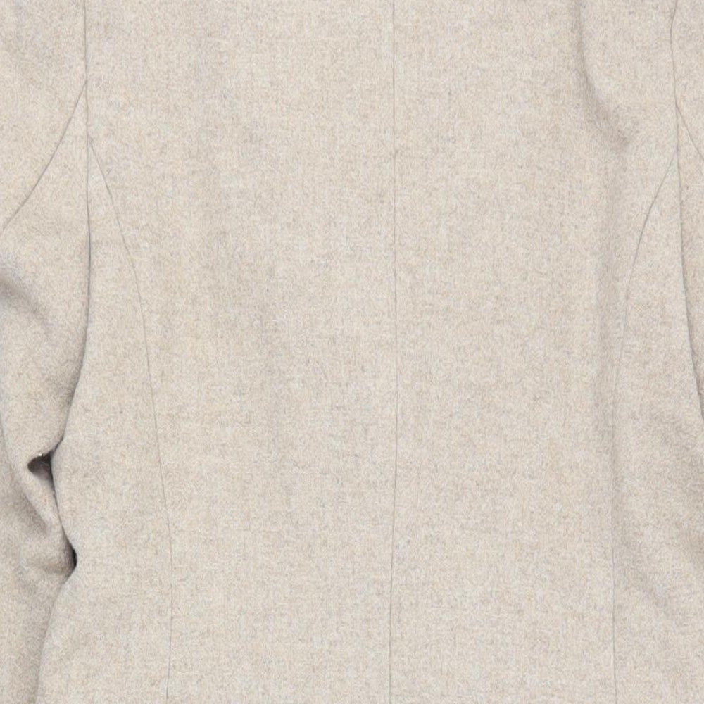 H&M Womens Beige Overcoat Coat Size 6 Button