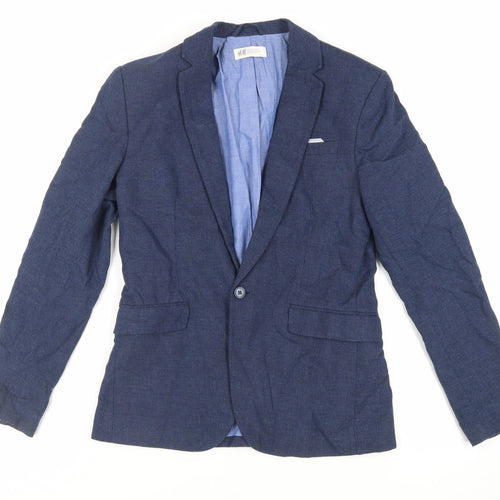 H&M Boys Blue Jacket Blazer Size 13-14 Years Button