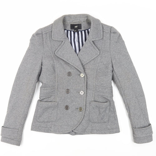 H&M Womens Grey Jacket Blazer Size 12 Button