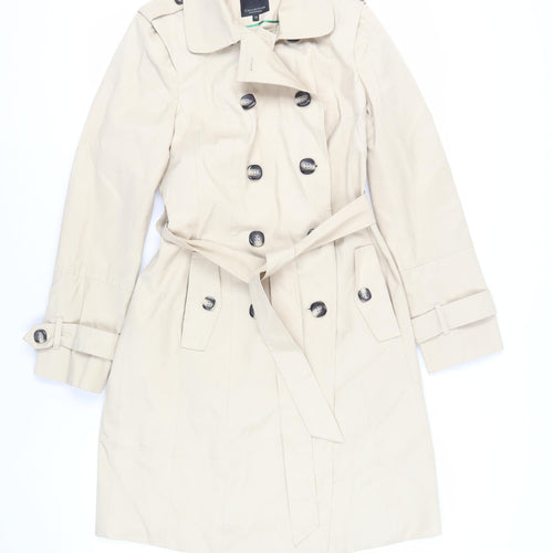 Debenhams Womens Beige Trench Coat Coat Size 12 Button - Belted