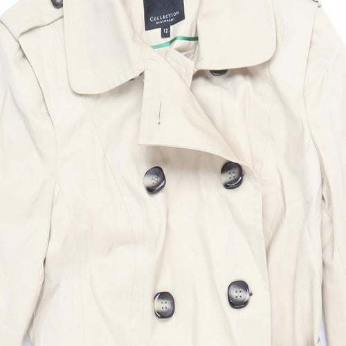 Debenhams Womens Beige Trench Coat Coat Size 12 Button - Belted