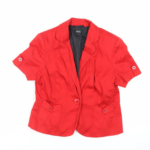Marks and Spencer Womens Red Jacket Blazer Size 14 Button