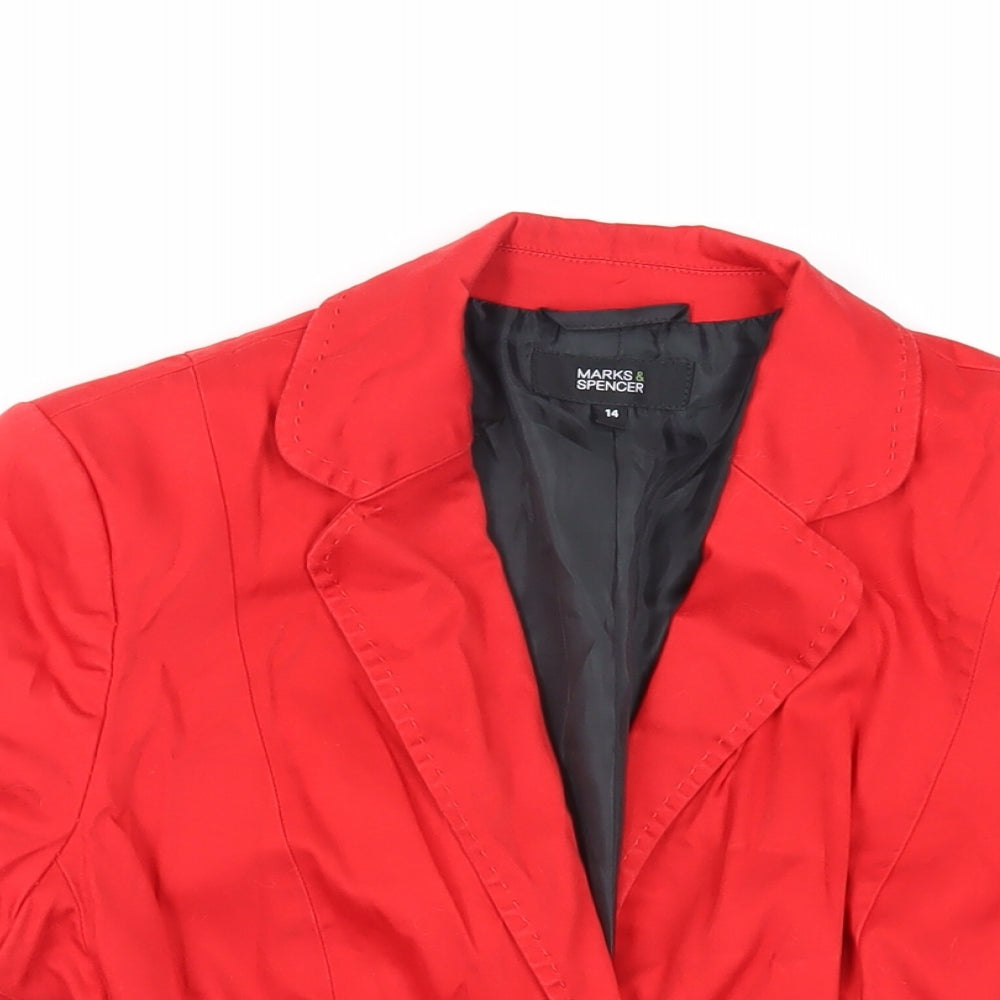 Marks and Spencer Womens Red Jacket Blazer Size 14 Button