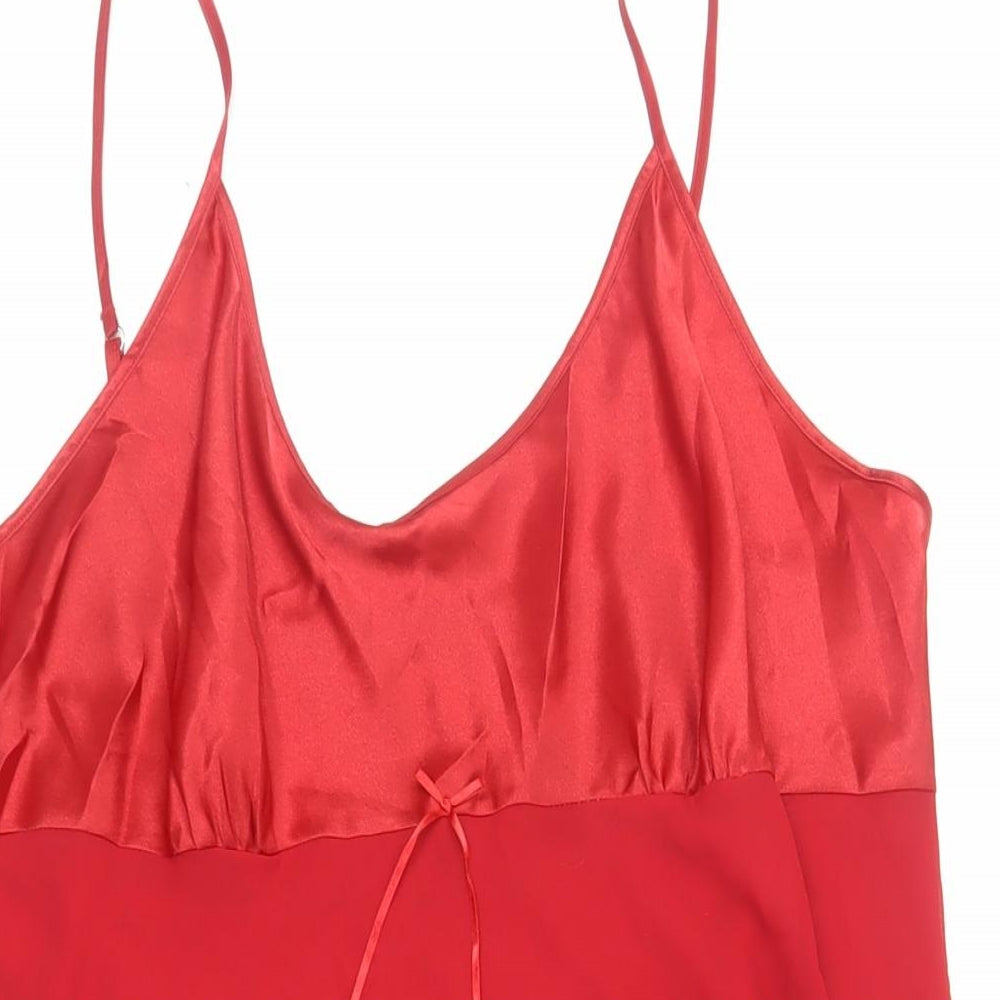 Marks and Spencer Womens Red Solid Polyester Cami Dress Size 18