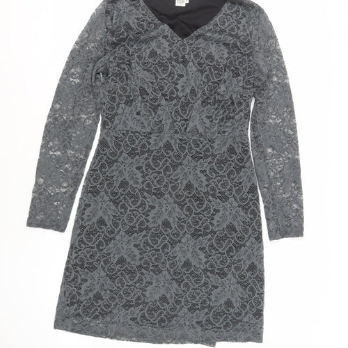 Saint Tropez Womens Grey Polyamide A-Line Size M V-Neck Zip