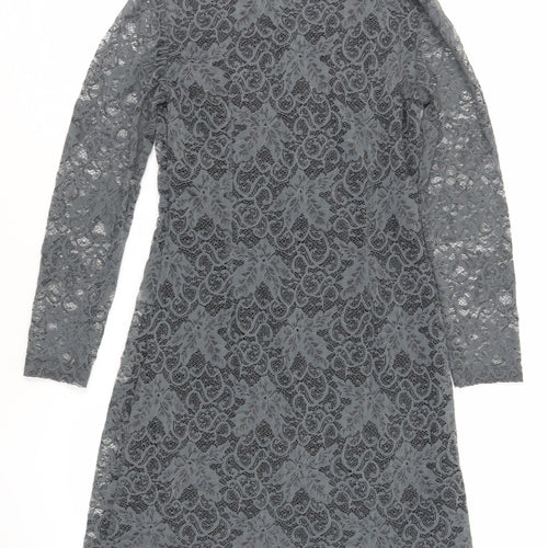 Saint Tropez Womens Grey Polyamide A-Line Size M V-Neck Zip