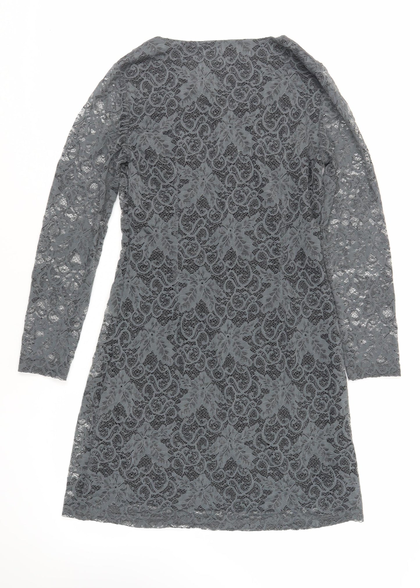 Saint Tropez Womens Grey Polyamide A-Line Size M V-Neck Zip