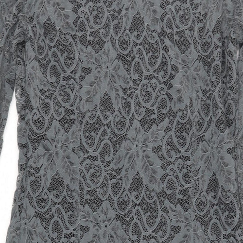 Saint Tropez Womens Grey Polyamide A-Line Size M V-Neck Zip