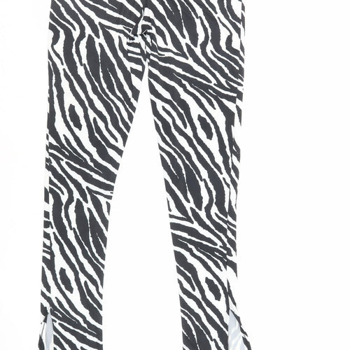 Boohoo Womens Black Animal Print Polyester Jogger Trousers Size 10 L32 in Regular - Zebra Print