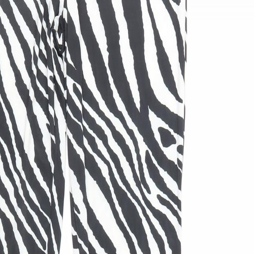 Boohoo Womens Black Animal Print Polyester Jogger Trousers Size 10 L32 in Regular - Zebra Print