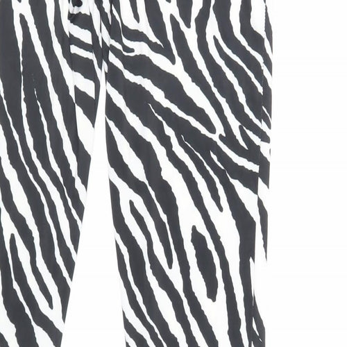 Boohoo Womens Black Animal Print Polyester Jogger Trousers Size 10 L32 in Regular - Zebra Print