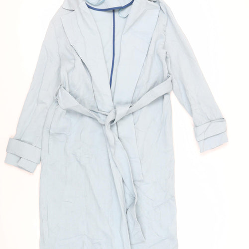 Topshop Womens Blue Overcoat Coat Size 8 Tie - Lightweight